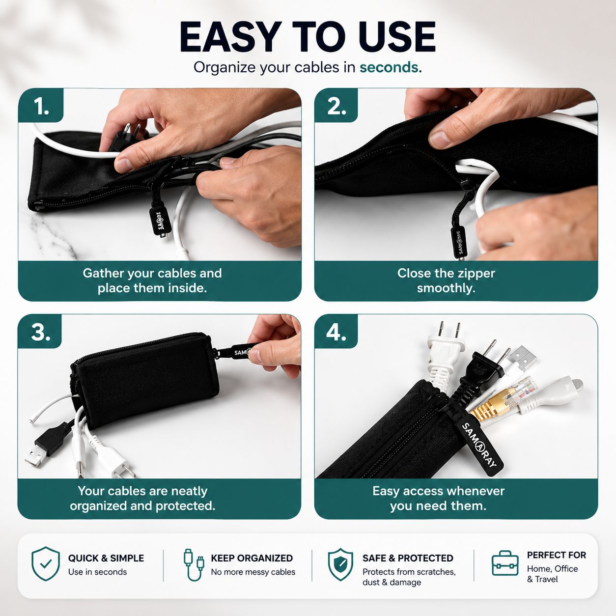 Premium Cable Management Sleeve – Hide & Organize Cables