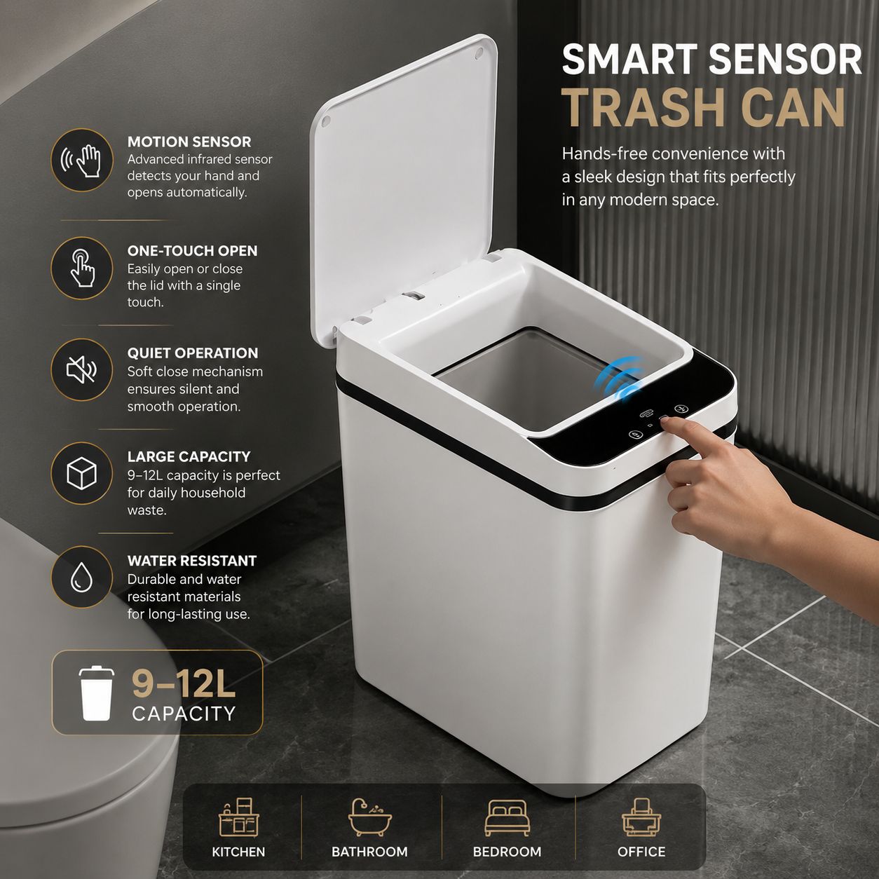 Smart Motion Sensor Trash Can