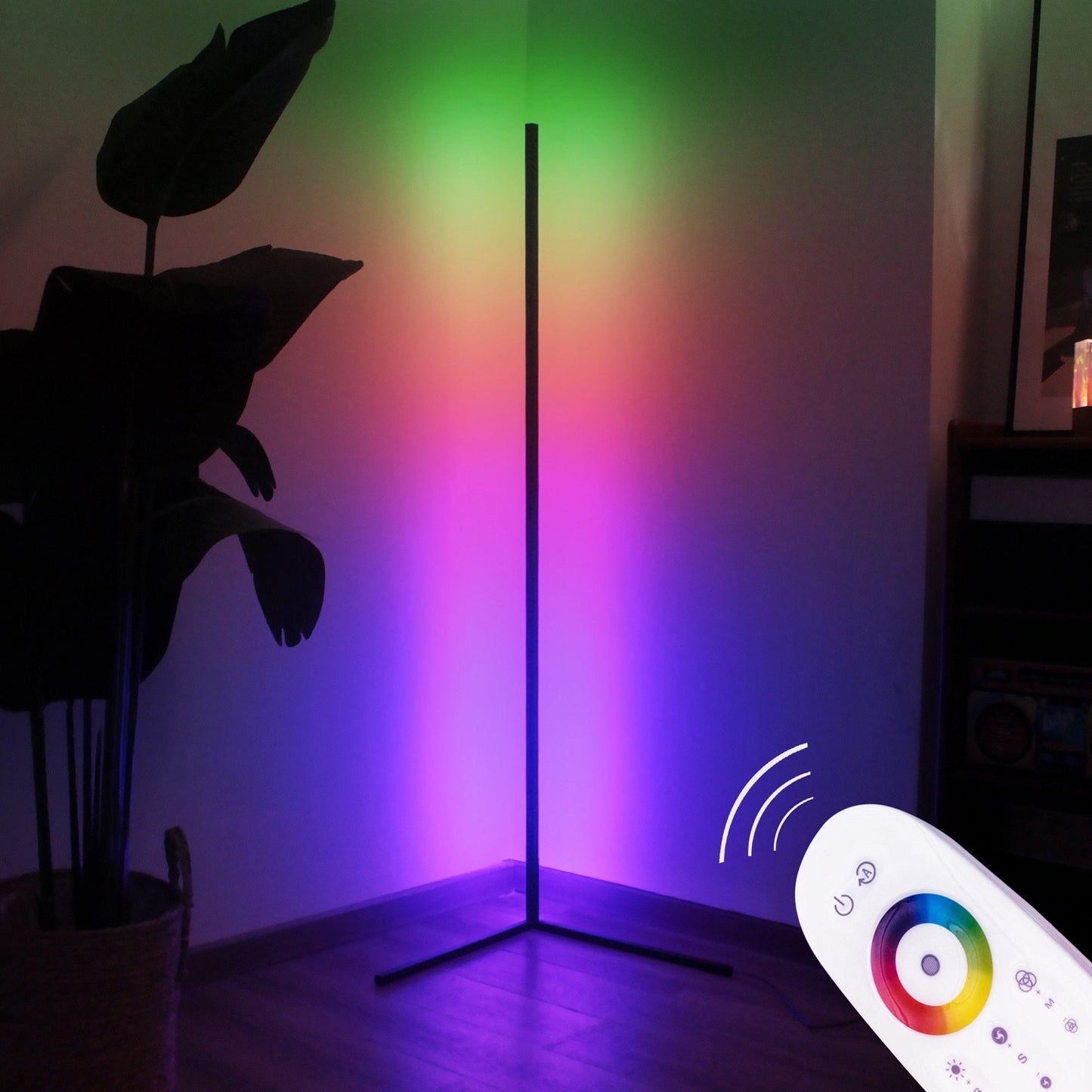 Smart RGB Corner Floor Lamp – Modern Ambient LED Light with Remote Control