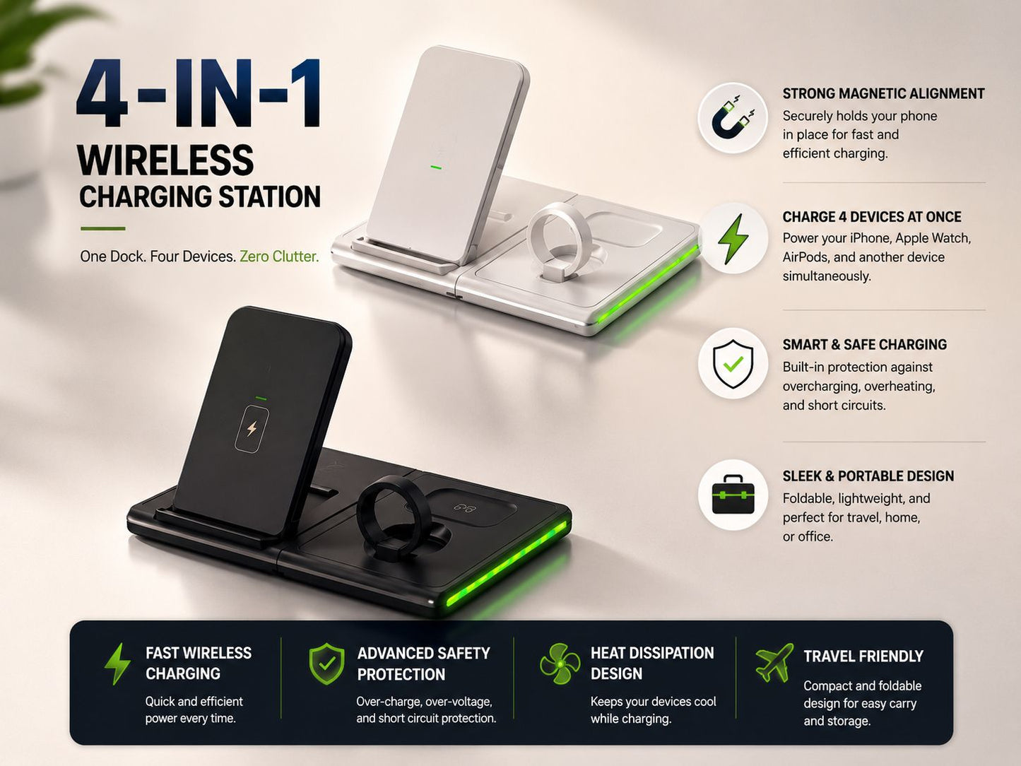 Magnetic 4-in-1 Wireless Charging Dock