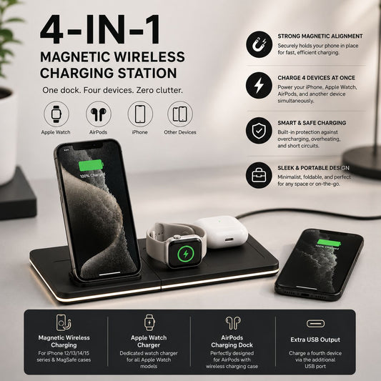Magnetic 4-in-1 Wireless Charging Dock