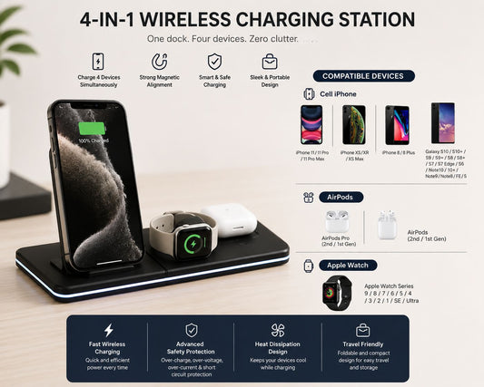 Magnetic 4-in-1 Wireless Charging Dock