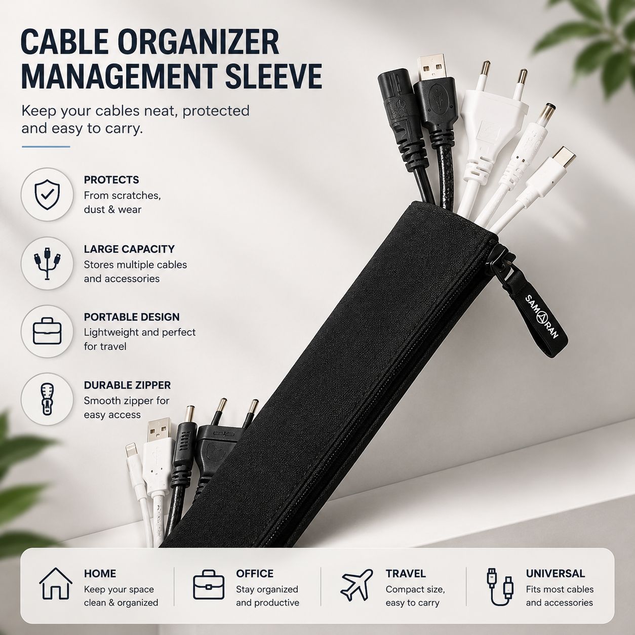 Premium Cable Management Sleeve – Hide & Organize Cables