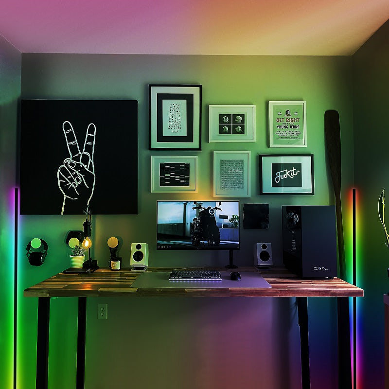 Smart RGB Corner Floor Lamp – Modern Ambient LED Light with Remote Control