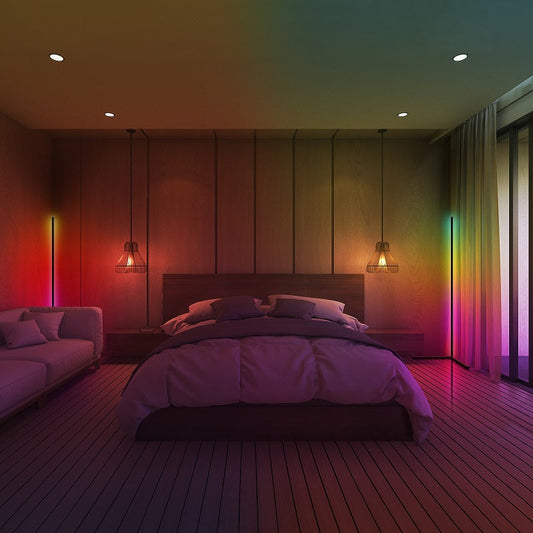 Smart RGB Corner Floor Lamp – Modern Ambient LED Light with Remote Control