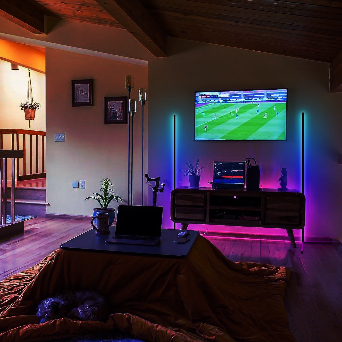 Smart RGB Corner Floor Lamp – Modern Ambient LED Light with Remote Control